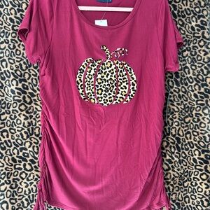 Scarlett Burgundy Leopard Pumpkin Tee